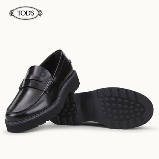 TOD'S 2020秋冬 男士牛皮乐福鞋 平底鞋 礼盒礼品 黑色 40