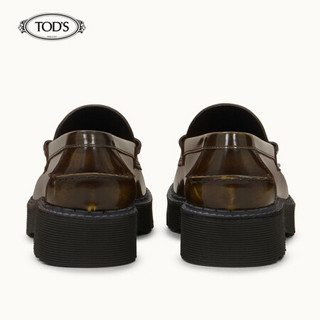 托德斯 TOD'S 2020秋冬 男士牛皮乐福鞋 平底鞋 礼盒礼品 棕色 39.5