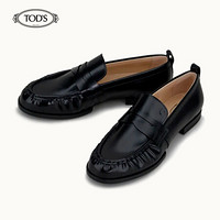 TOD'S 2021早春 女士牛皮乐福鞋 平底鞋 黑色 34.5