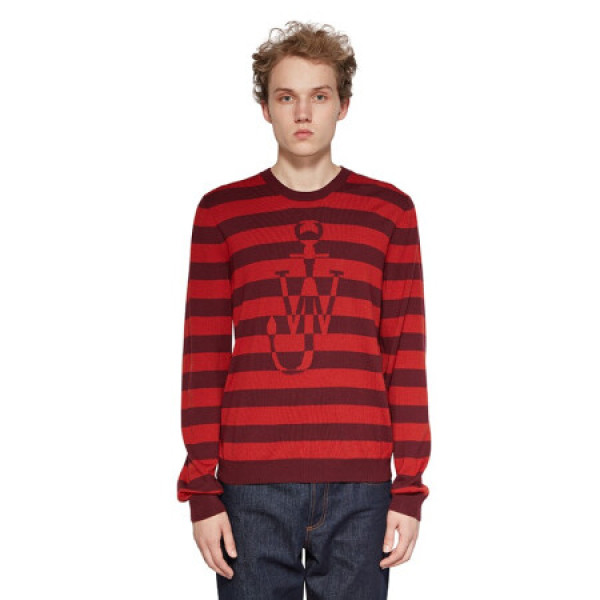 anderson 男士logo徽标红色条纹套头衫针织衫 kw0323-yn0008-459-m