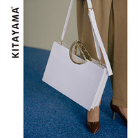 Kitayama北山制包所 校阅女孩 公文包 职业通勤 简约 单肩斜挎包 手拎包 造型硬实 原创设计 白色