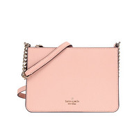 凯特·丝蓓 Kate Spade 奢侈品 女士中号浅粉色皮质单肩斜挎包WLRU5549 950