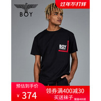 BoyLondon 潮流后背泼墨米字旗印花情侣款短袖T恤B192NCT22202 黑色-尺码偏大 XS