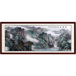 艺术品：纯手绘 国画 山水画 客厅装饰画 办公室挂画风景画 源远流长 装裱165*85