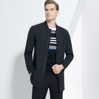 【反季清仓】商场同款中年男士中长款风衣外套男 46 001(黑色)