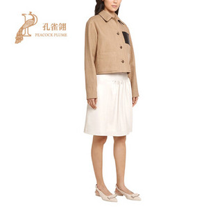 FERRAGAMO/菲拉格慕女装2020新款女士时尚经典宽松短夹克棉麻外套 驼色 44