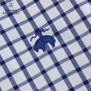 Brooks Brothers/布克兄弟男士20秋新品免烫格纹休闲衬衫logo款 1000084653  4004-藏青色 L
