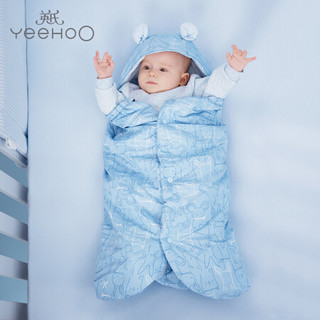 英氏（YEEHOO） 英氏婴儿抱被 四季有帽多功能抱毯70*85cm 174909 DM 浅蓝色 174983