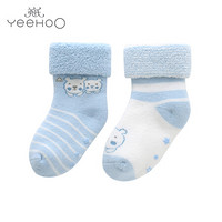英氏（YEEHOO） 英氏婴儿袜子 男女宝宝秋冬婴儿袜毛巾袜（两双装） 蓝色 175yh547 9.5cm