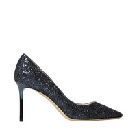 JIMMY CHOO 周仰杰 女士 ROMY 85 CGF系列 海军蓝色闪光织物高跟鞋