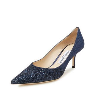 周仰杰（JIMMY CHOO ）女士LOVE 65 VLD系列海军蓝色闪光织物高跟鞋 NAVY 38.5