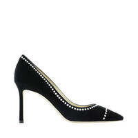周仰杰(JIMMY CHOO )女士ROMY 100 YXQ系列黑色织物高跟鞋 BLACK 37