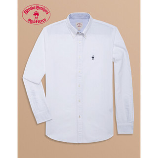Brooks Brothers/布克兄弟男士21新品棉质logo款纯色休闲长袖衬衫 1001-白色 M