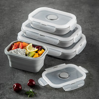 MAXCOOK美厨硅胶折叠饭盒微波炉加热冰箱保鲜碗上班族带饭携带学生便当盒 灰色系三件套MCFT282