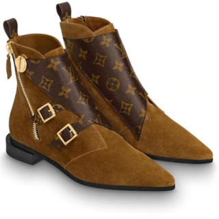 商品孔雀翎路易威登lv女鞋及踝靴小牛皮制麂皮 monogram涂层帆布1a5