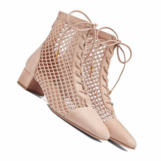 孔雀翎Dior迪奥女士踝靴开放式无衬里设计背面拉链细节KCI492SUR_S900 粉色 39.5