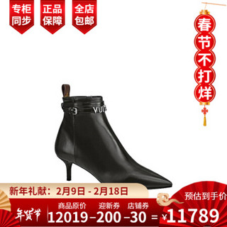 孔雀翎路易威登LV女鞋CALL BACK 及踝靴尖头低跟踝靴1A5LB1 黑色 39