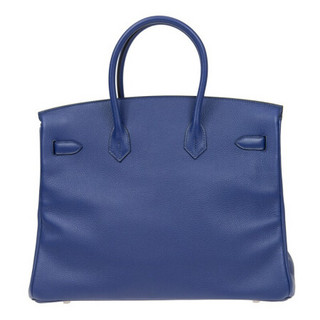 HERMÈS 爱马仕 BIRKIN系列 35 女士皮质手提包 BK35AATAUNSS 蓝色