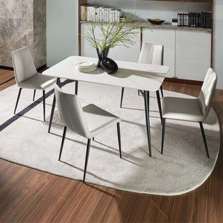 顾家家居 KUKA 一桌四椅 岩板极简意式现代简约方餐桌 60天发货 PTDK069T