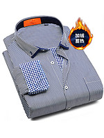 红豆相思鸟(xiangsiniao)男装冬季新品商务休闲保暖竖条纹男士加绒衬衫