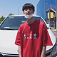 琛倪短袖t恤男潮流韩版学生T恤新款夏季半袖体恤打底衫W 红色 XL