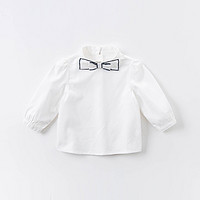 davebella戴维贝拉儿童衬衫  2020年秋季新款小童 女款蝴蝶小领结纯棉上衣DB14926