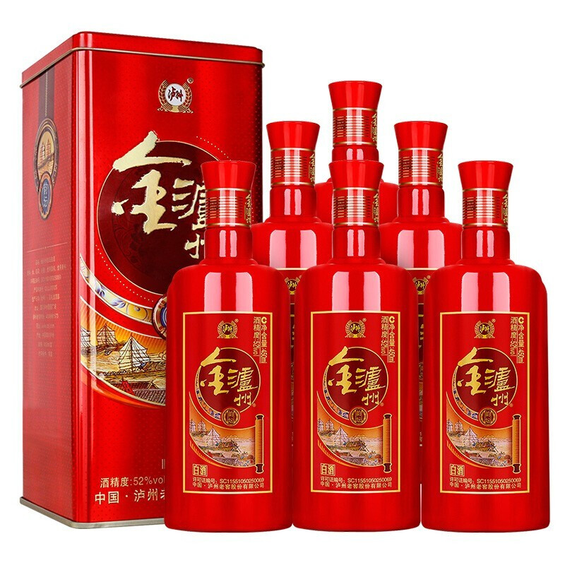 泸州老窖股份金泸州52度白酒整箱礼盒装450ml6瓶整箱装