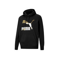 彪马 PUMA 男子 生活系列 Classics Logo Hoodie TR 针织卫衣 531370 01 黑色-金色 亚洲码 XL 185/104A