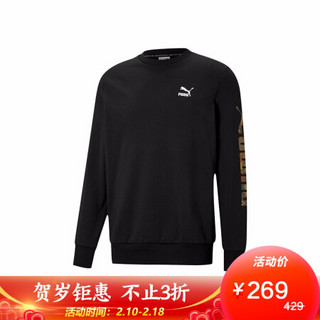 彪马 PUMA 男子 生活系列 Classics Graphics Crew 针织卫衣 531399 01 黑色 亚洲码 L 180/100A