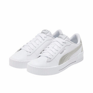 彪马 PUMA 女子 基础系列 Carina Crew 休闲鞋 368879 01 白-银色 37.5 UK4.5