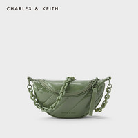 CHARLES＆KEITH2021春新品CK2-80151004-2追光女士反光链条腰包 Sage Green灰绿色 S