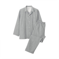 無印良品 MUJI 無印良品  男式 无侧缝双层纱织 睡衣 灰色X图案 L-XL