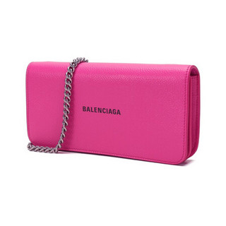 巴黎世家 BALENCIAGA 女士牛皮单肩包链条包手拿包钱包亮粉色 593784 1IZ43 5660