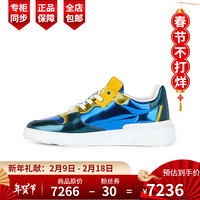 Givenchy纪梵希男鞋运动鞋WING低帮金属质感皮立体品牌标志时尚潮流 BH002KH0SQ-969   金色电光蓝色和蓝色 44