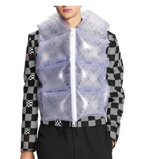 lv充气背心马甲路易威登2021新款男士外套monogram图案v领设计1a8p