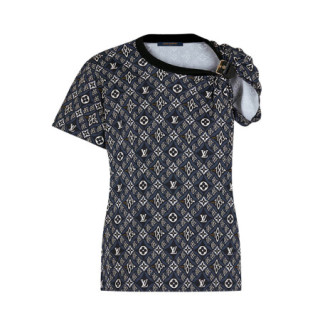 louisvuitton路易威登2021年新款女装since1854搭扣棉布针织不对称袖