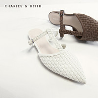 CHARLES＆KEITH2021春季新品CK1-70900255女士编织鞋面尖头凉拖鞋 Brown棕色 41