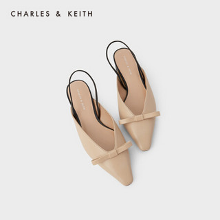 CHARLES＆KEITH2021春季新品CK1-70380836女士蝴蝶结饰低跟单鞋 Nude肉色 38