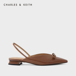 CHARLES＆KEITH2021春季新品CK1-70380836女士蝴蝶结饰低跟单鞋 Cognac白兰地色 41