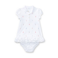 Ralph Lauren/拉夫劳伦女婴 经典款Polo连衣裙与灯笼裤RL32630 100-白色 9M