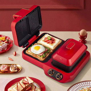 小米有品 无言家用多功能早餐机三明治机华夫饼机煎烤机轻食料理 条纹烤盘