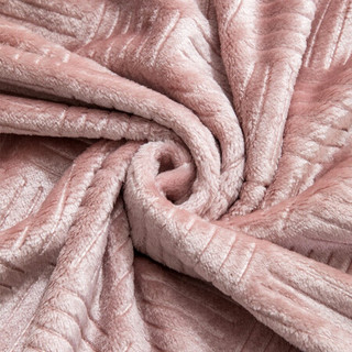 罗莱家纺 LUOLAI 毛毯加厚保暖法兰绒毯子盖毯空调毯毛巾被 床上用品 时尚压花法兰绒毯 粉色 150*200cm