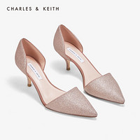 CHARLES＆KEITH低帮鞋CK1-61680036纯色简约女士尖头奥赛鞋 Rose Gold玫瑰金色 36