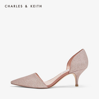 CHARLES＆KEITH低帮鞋CK1-61680036纯色简约女士尖头奥赛鞋 Rose Gold玫瑰金色 35