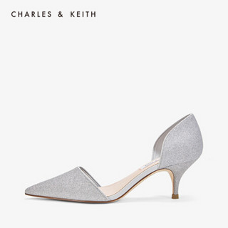 CHARLES＆KEITH低帮鞋CK1-61680036纯色简约女士尖头奥赛鞋 Silver银色 34