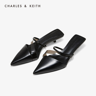 CHARLES＆KEITH低帮鞋CK1-61680047方后跟饰女士尖头穆勒鞋 Black黑色 40