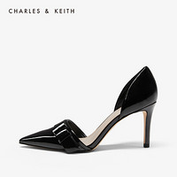 CHARLES＆KEITH2020女鞋秋冬CK1-60361240搭扣装饰尖头高跟鞋单鞋婚鞋女 Black黑色 39