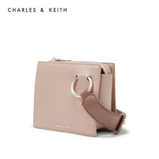 CHARLES＆KEITH2021春季CK2-80781173简约宽肩带女士拉链单肩包 Nude肉色 S