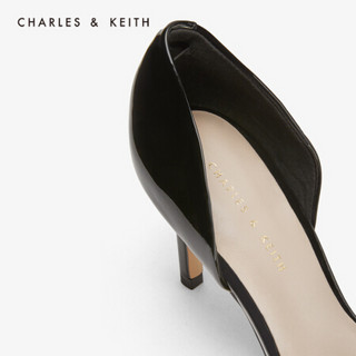 CHARLES＆KEITH2020女鞋秋冬CK1-60361240搭扣装饰尖头高跟鞋单鞋婚鞋女 Black黑色 35