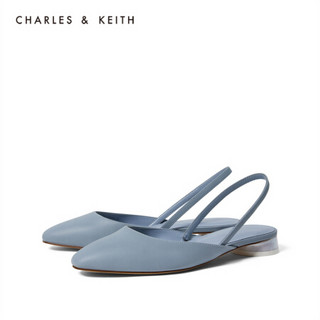 CHARLES＆KEITH2020秋冬CK1-70920061女士简约后绊带低跟凉鞋 Light Blue浅蓝色 36